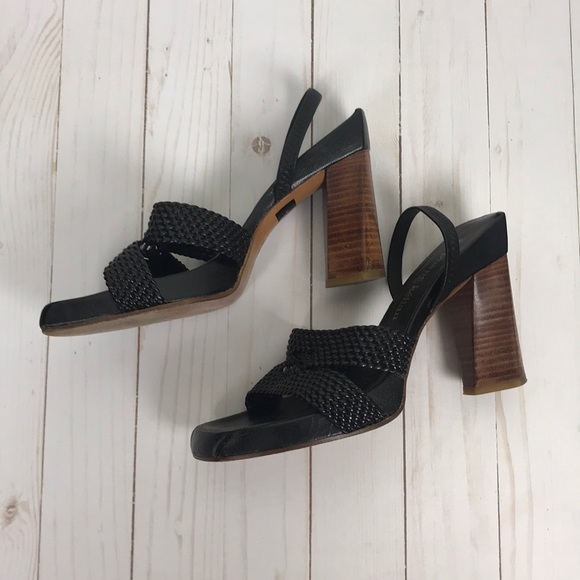 Stephane Kélian Black Strappy Block Heel Shoes - Picture 2 of 8